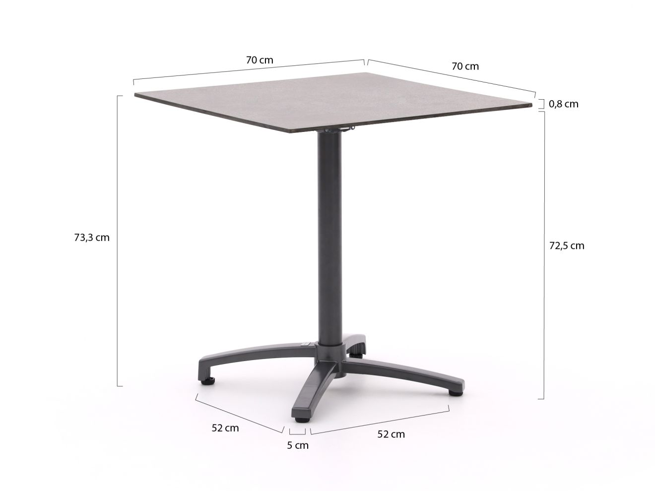 Bellagio Canzo Gartentisch klappbar 70x70x73 cm günstig online kaufen