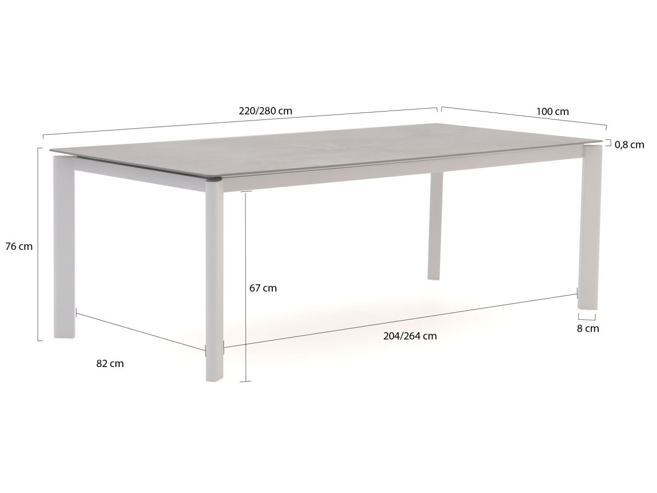 Bellagio Isolo Gartentisch ausziehbar 220/280x100x75 cm günstig online kaufen