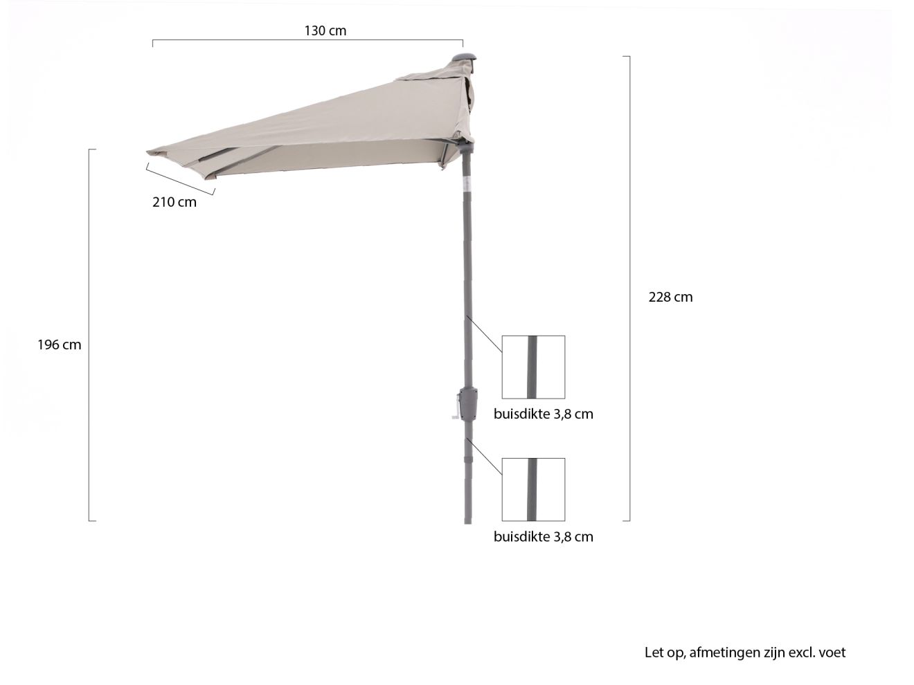 Shadowline balkon-Sonnenschirm 210x130 cm Taupe