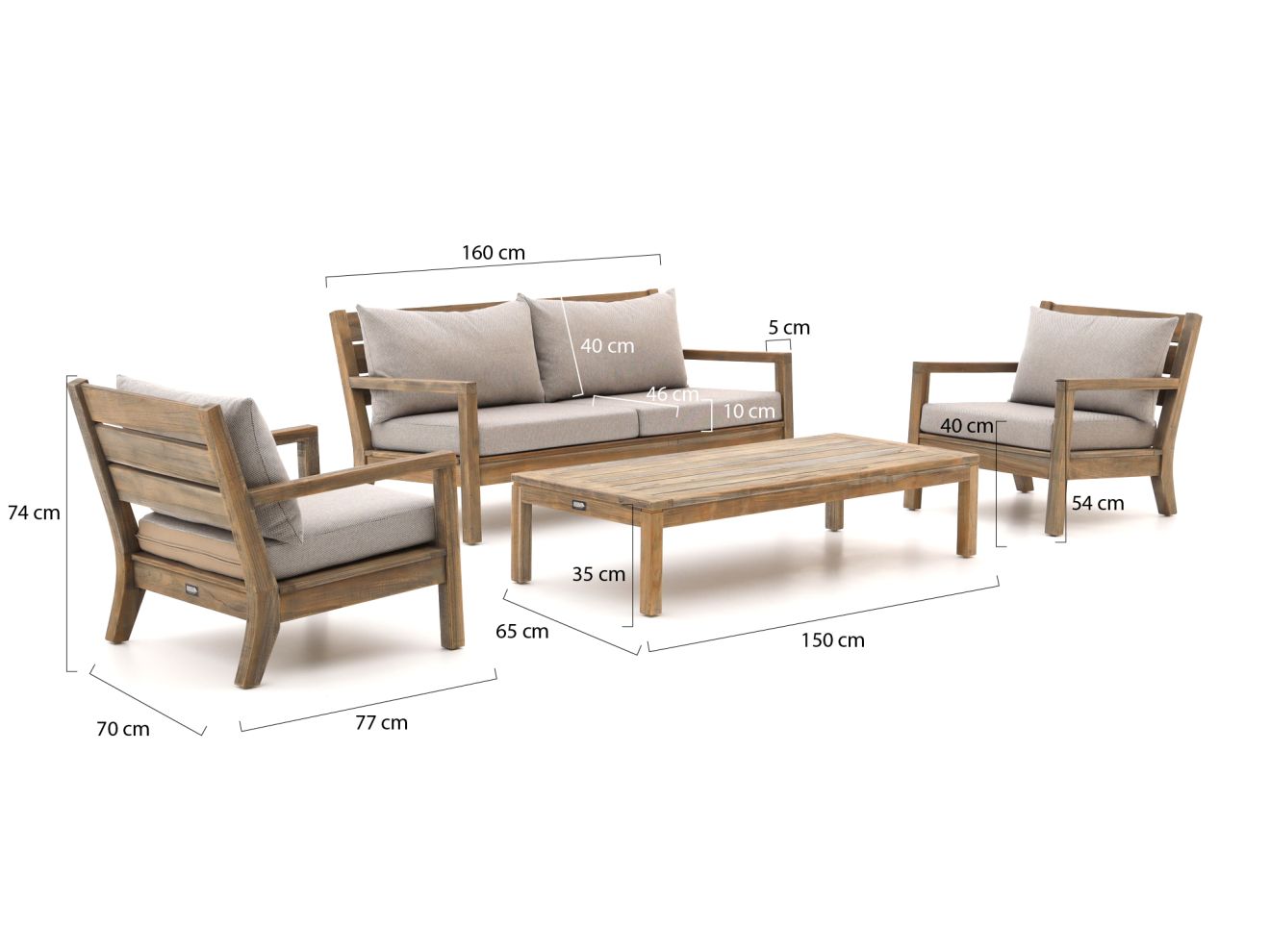 ROUGH Batang Sessel-Sofa Lounge-Set 4-te...