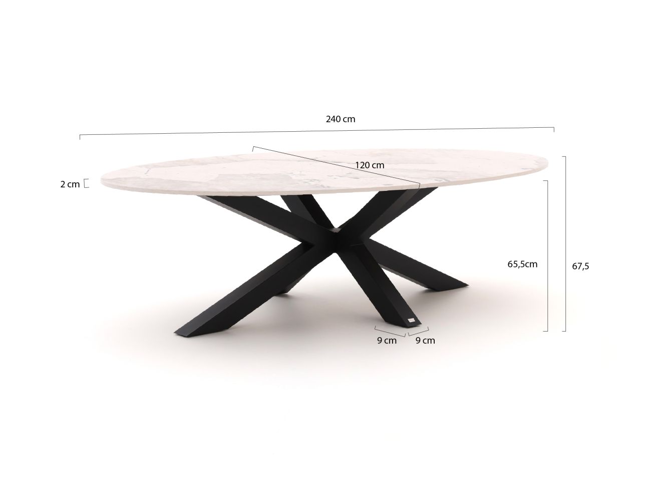 Bellagio Induno Ellips Low Dining Gartentisch 240x120 cm günstig online kaufen