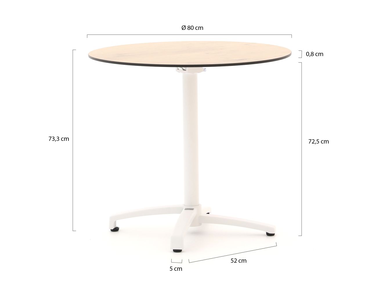 Bellagio Canzo Gartentisch klappbar ø 80 cm (h:73 cm) günstig online kaufen