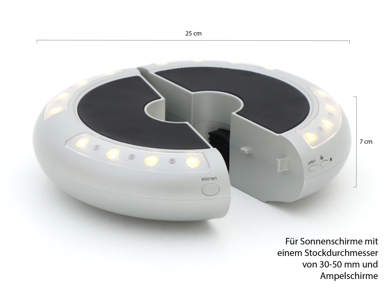 Shadowline LED Sonnenschirm Beleuchtung mit Speaker Grau  Rabatt: 18 %