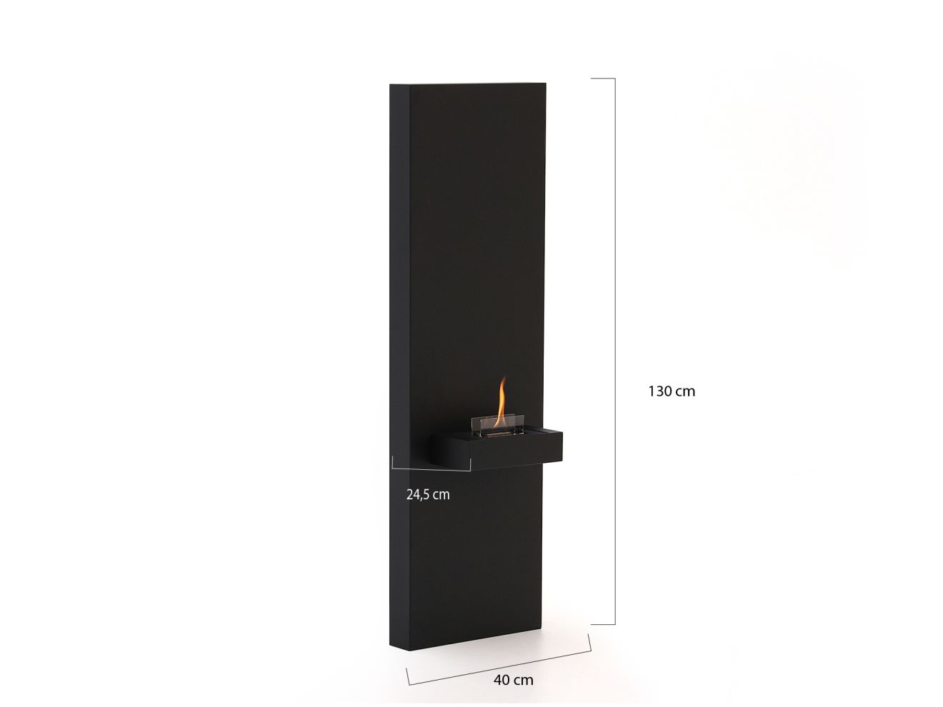 Tenderflame Rock 90 Wandkamin 40×24,5×130 cm Schwarz