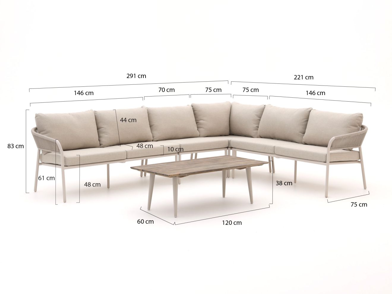 Bellagio Nova Siri/ROUGH-K  Ecklounge-Set 5-teilig Braun 291x221cm Rabatt: 23 %