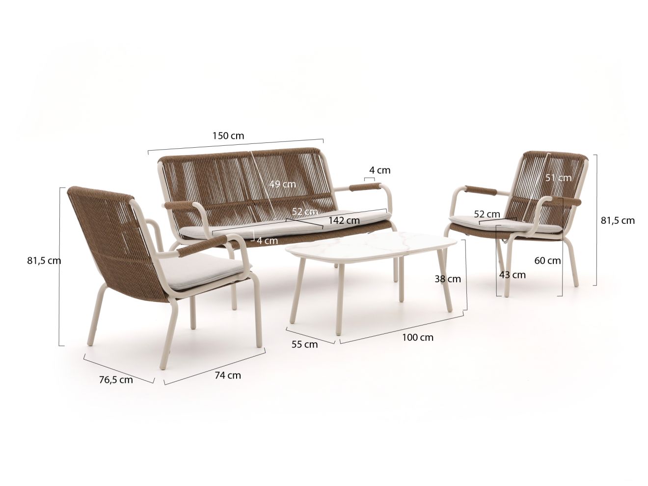 Bellagio Caronia Sessel-Sofa-Lounge-Set ...