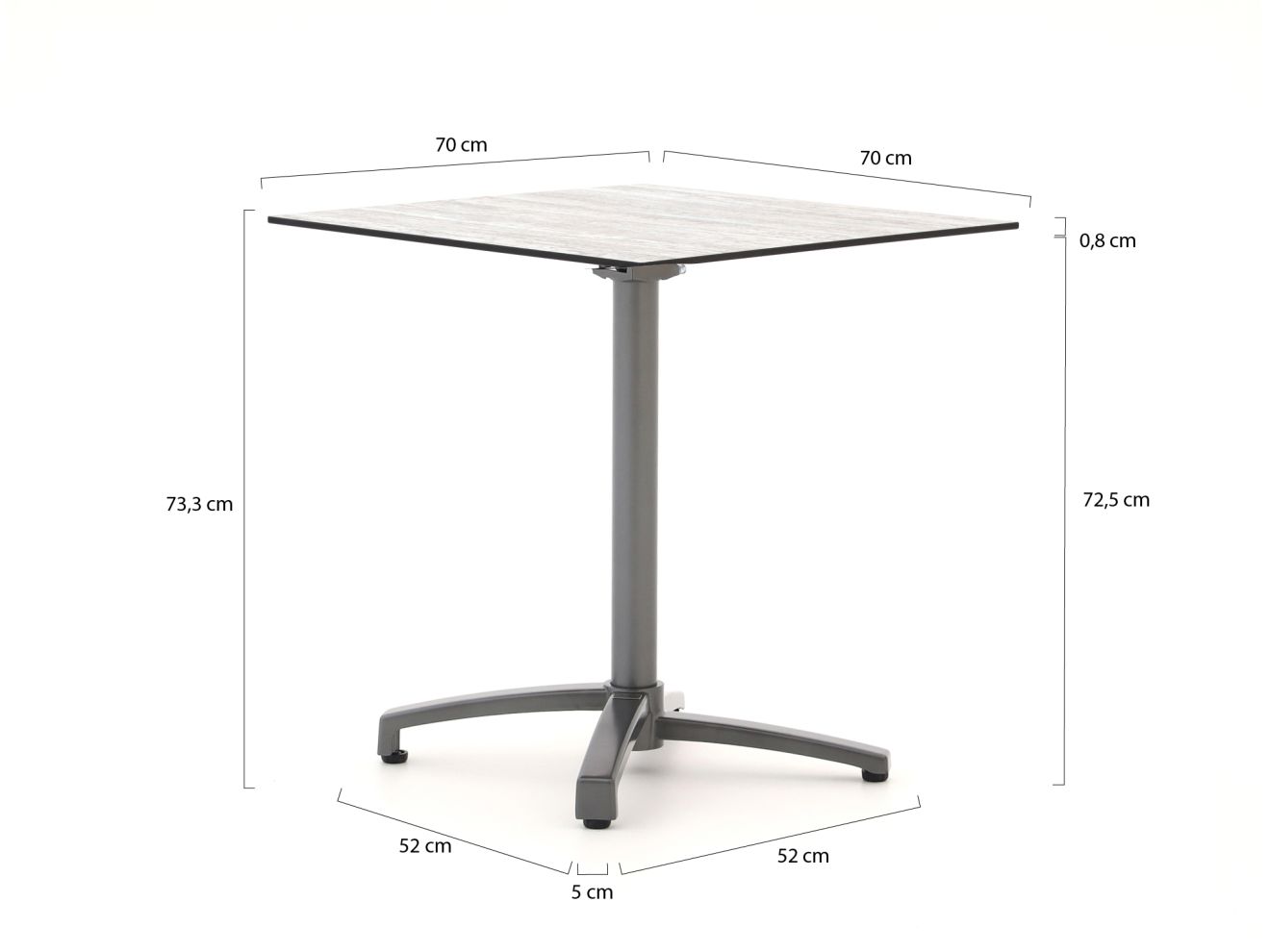 Bellagio Canzo Gartentisch klappbar 70x70x73 cm günstig online kaufen