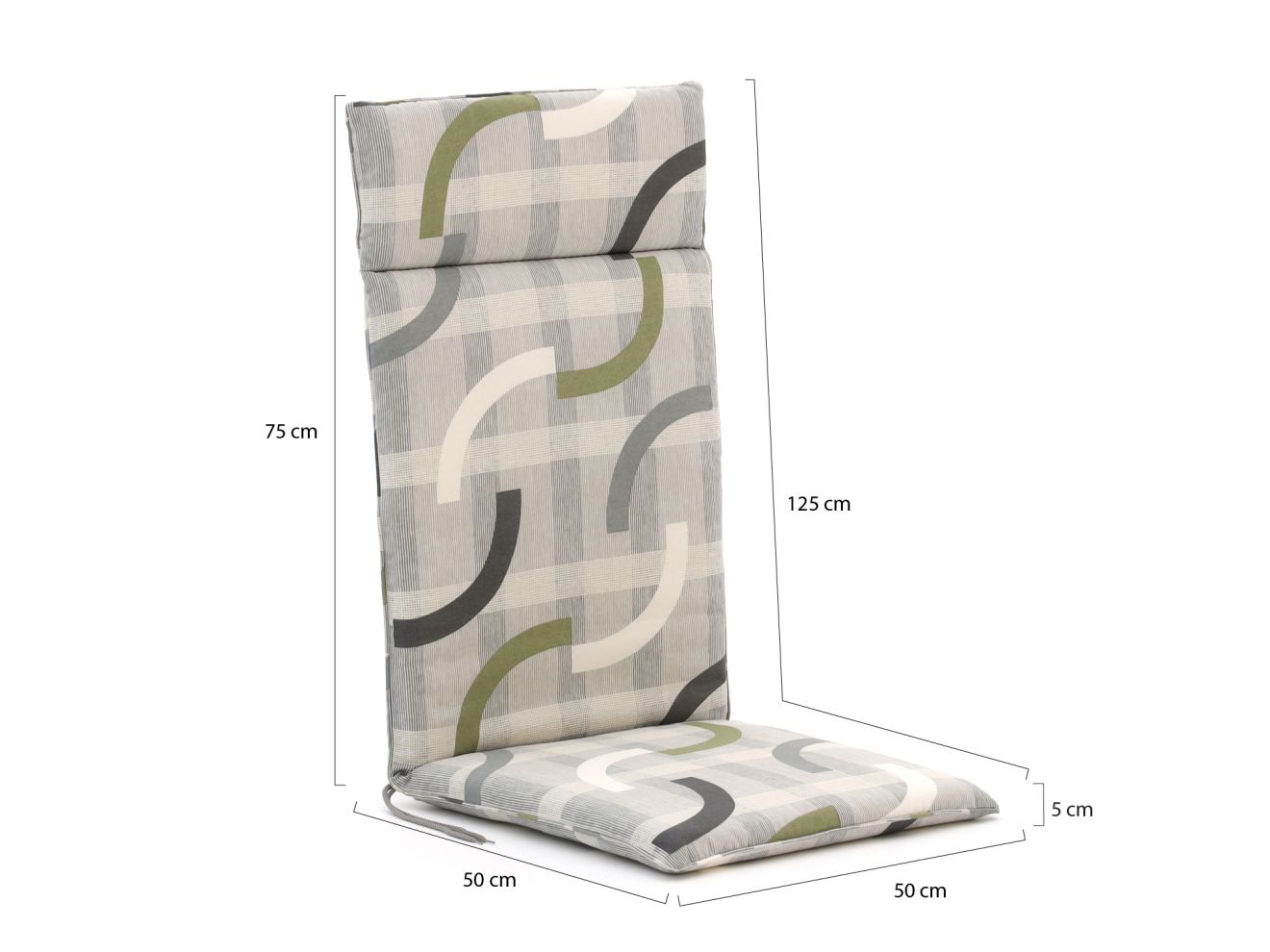 Madison Auflage Hochlehner dünn 125x50cm Grau 125x50cm