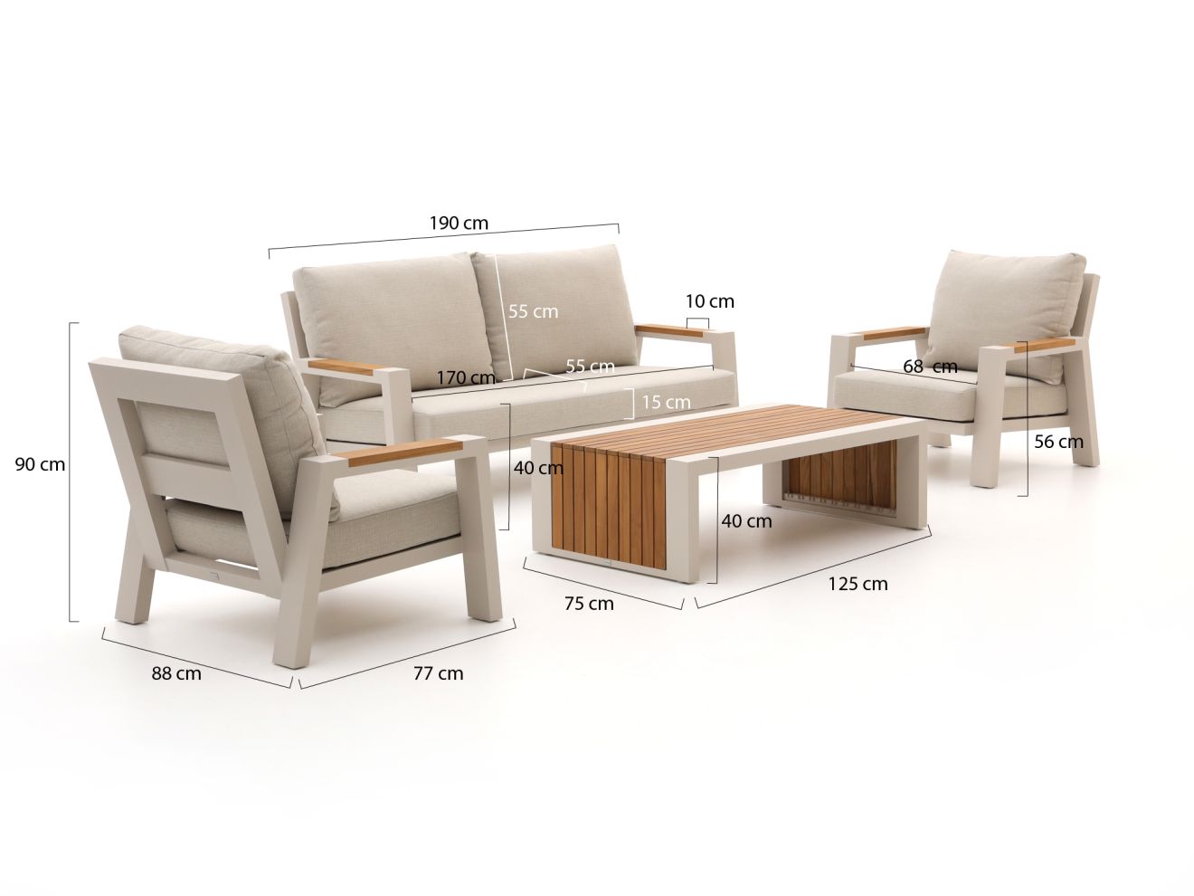 Bellagio Bisenzio Sessel-Sofa Lounge-Set 4-teilig Taupe 0x0cm Rabatt: 20 %