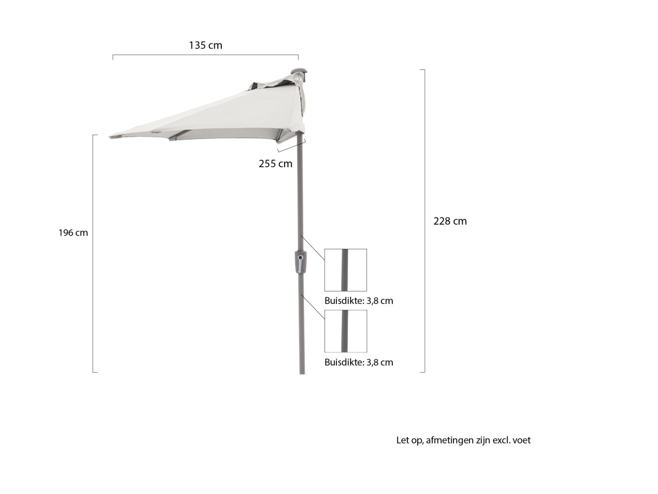 Shadowline balkon-Sonnenschirm 255x135 c...