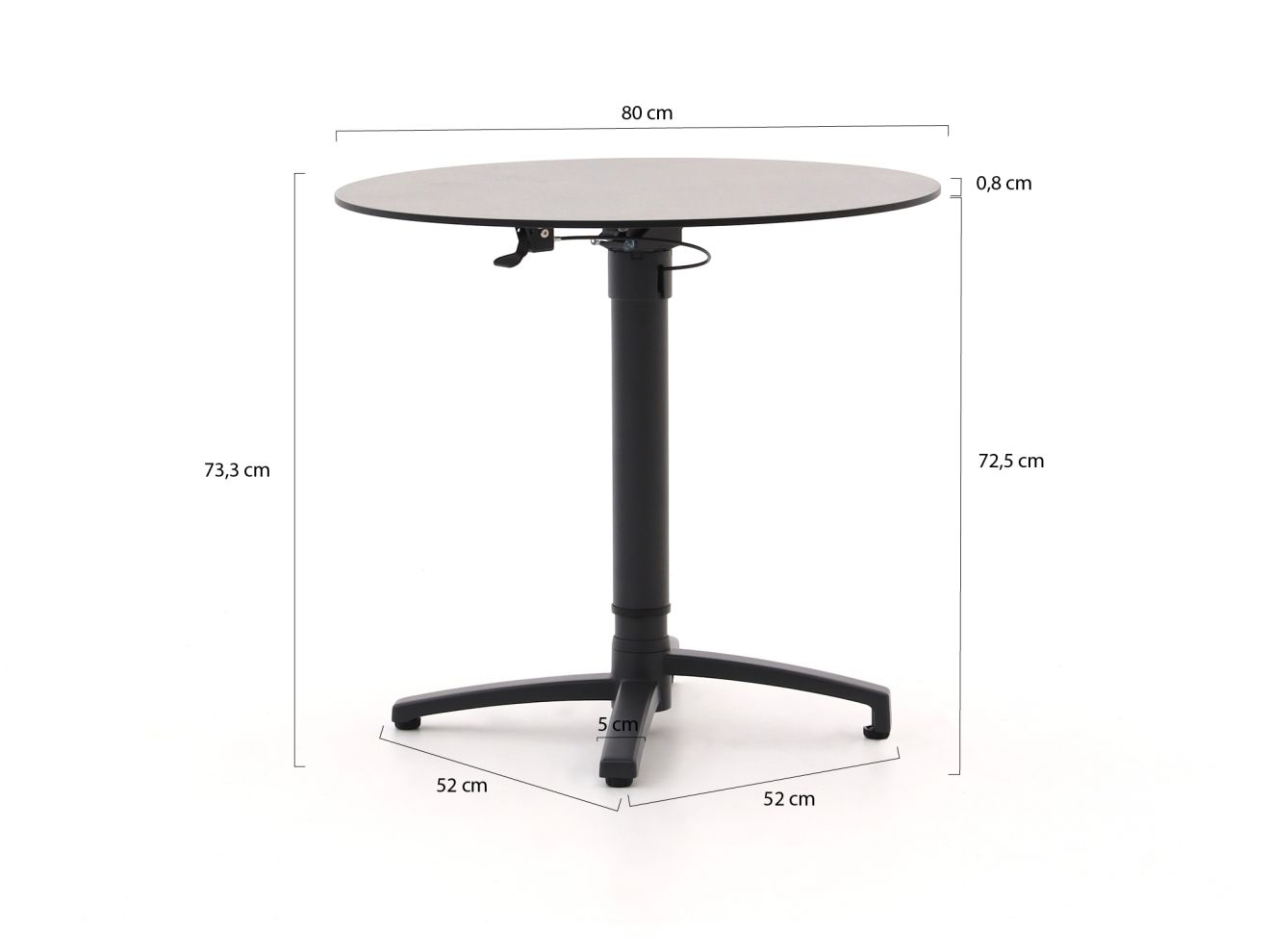 Bellagio Canzo Gartentisch klappbar Ø80 (h:73/109 cm) verstellbar günstig online kaufen