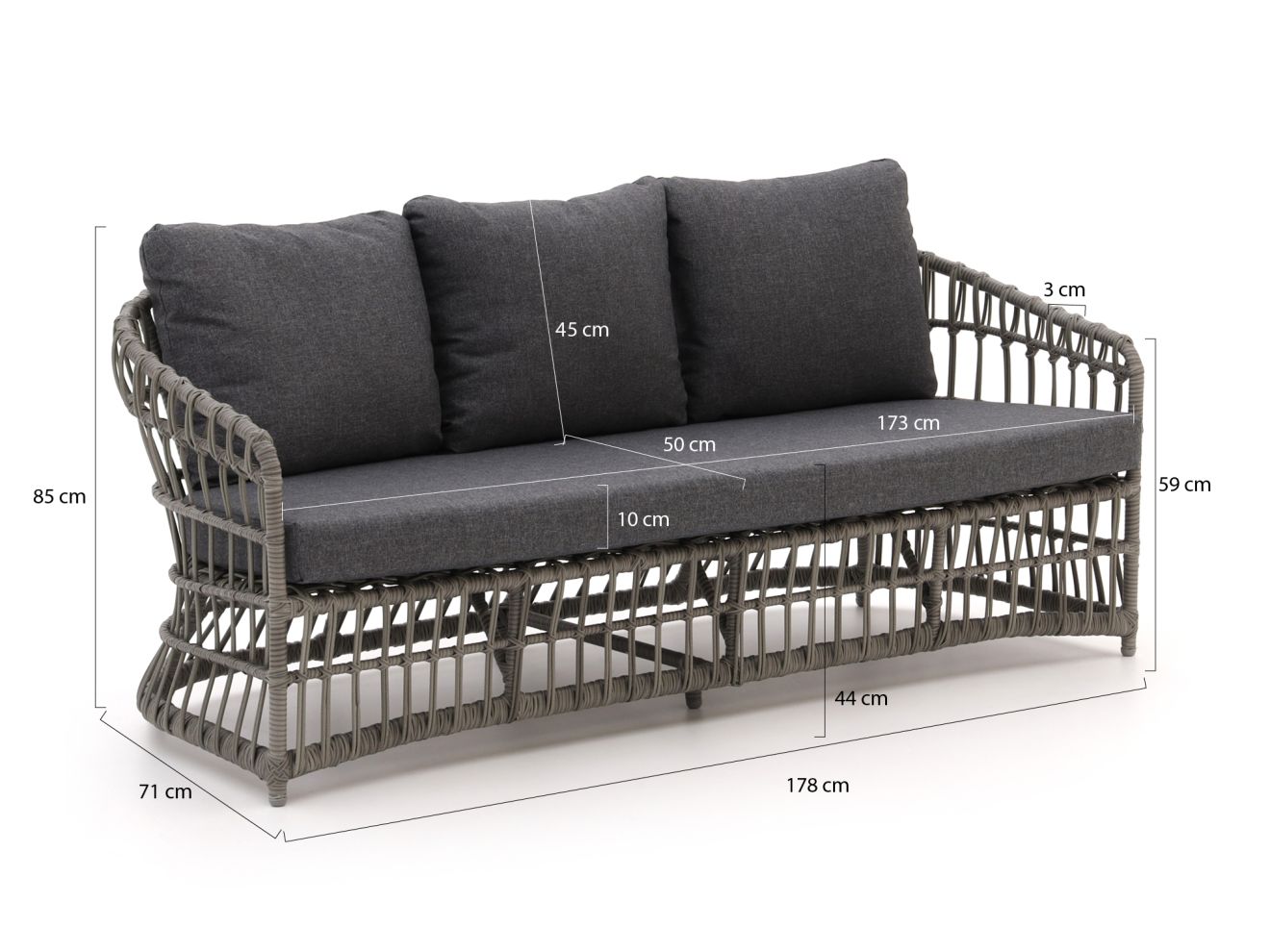 Intenso Cameri Gartensofa 3-Sitzer 178 cm günstig online kaufen