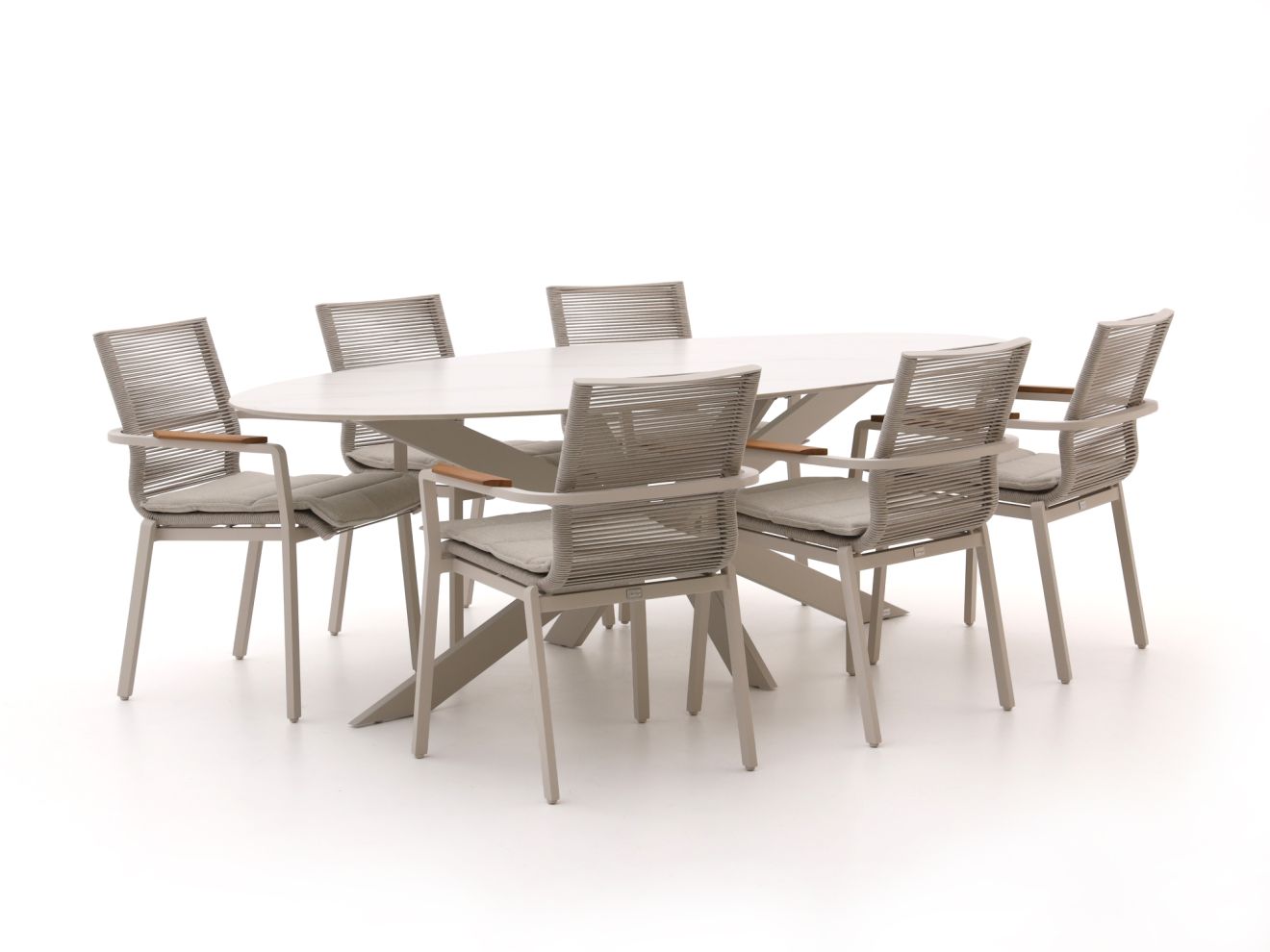Bellagio Marudo/Furato ellips 240 cm Gartenmöbel-Set 7-teilig stapelbar günstig online kaufen