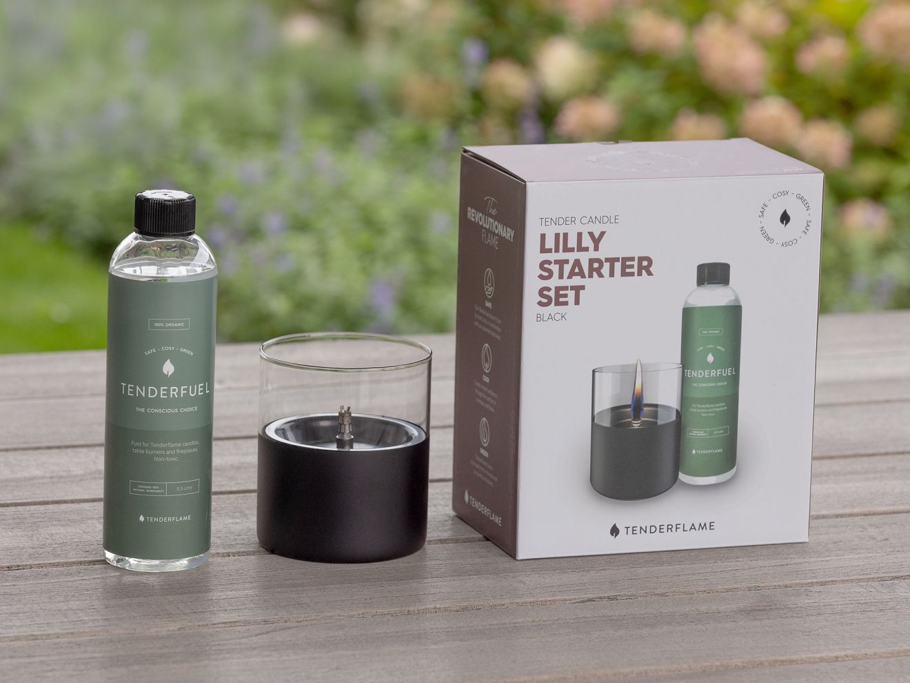 Tenderflame Geschenk-Set Lilly 10 Dekolicht ø 10cm (h:11,5 cm) Schwarz 10cm