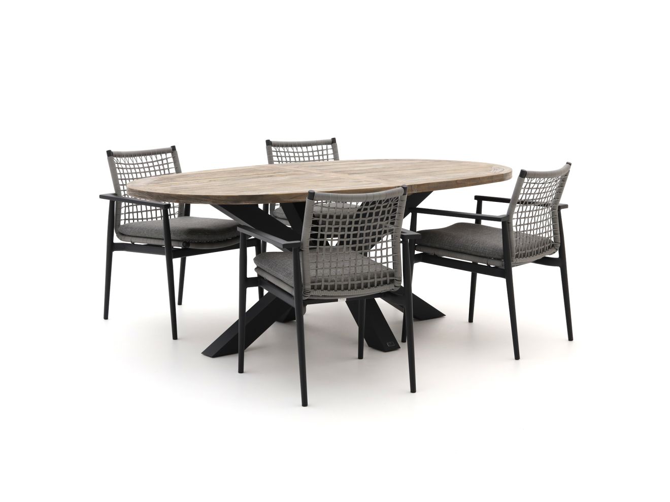 Bellagio Pizzoli/ROUGH-Y Ellips 200 cm Gartenmöbel-Set 5-teilig stapelbar günstig online kaufen