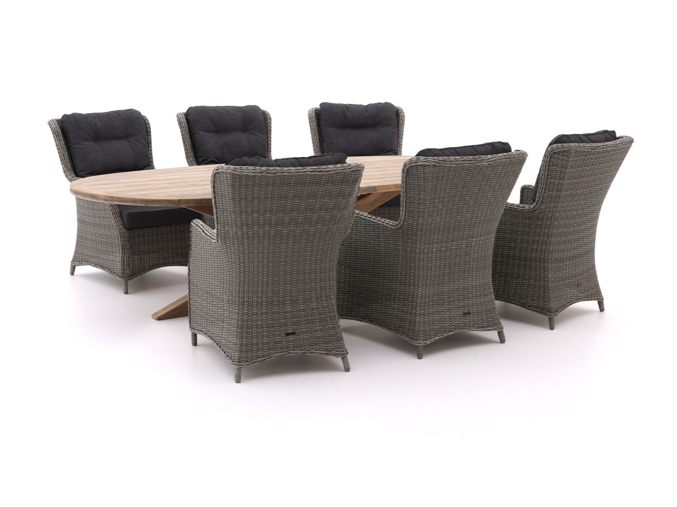 Intenso Milano/ROUGH-Y Ellips 280 cm Gartentisch Lounge-Set 7-teilig