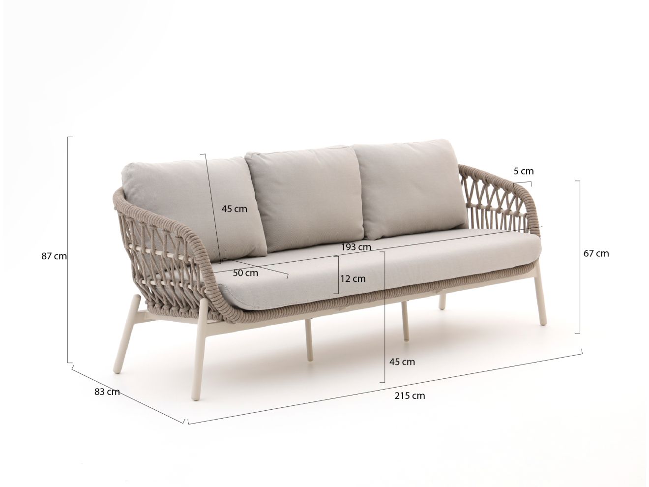 Bellagio Cupello Gartensofa 3-Sitzer 215 cm günstig online kaufen