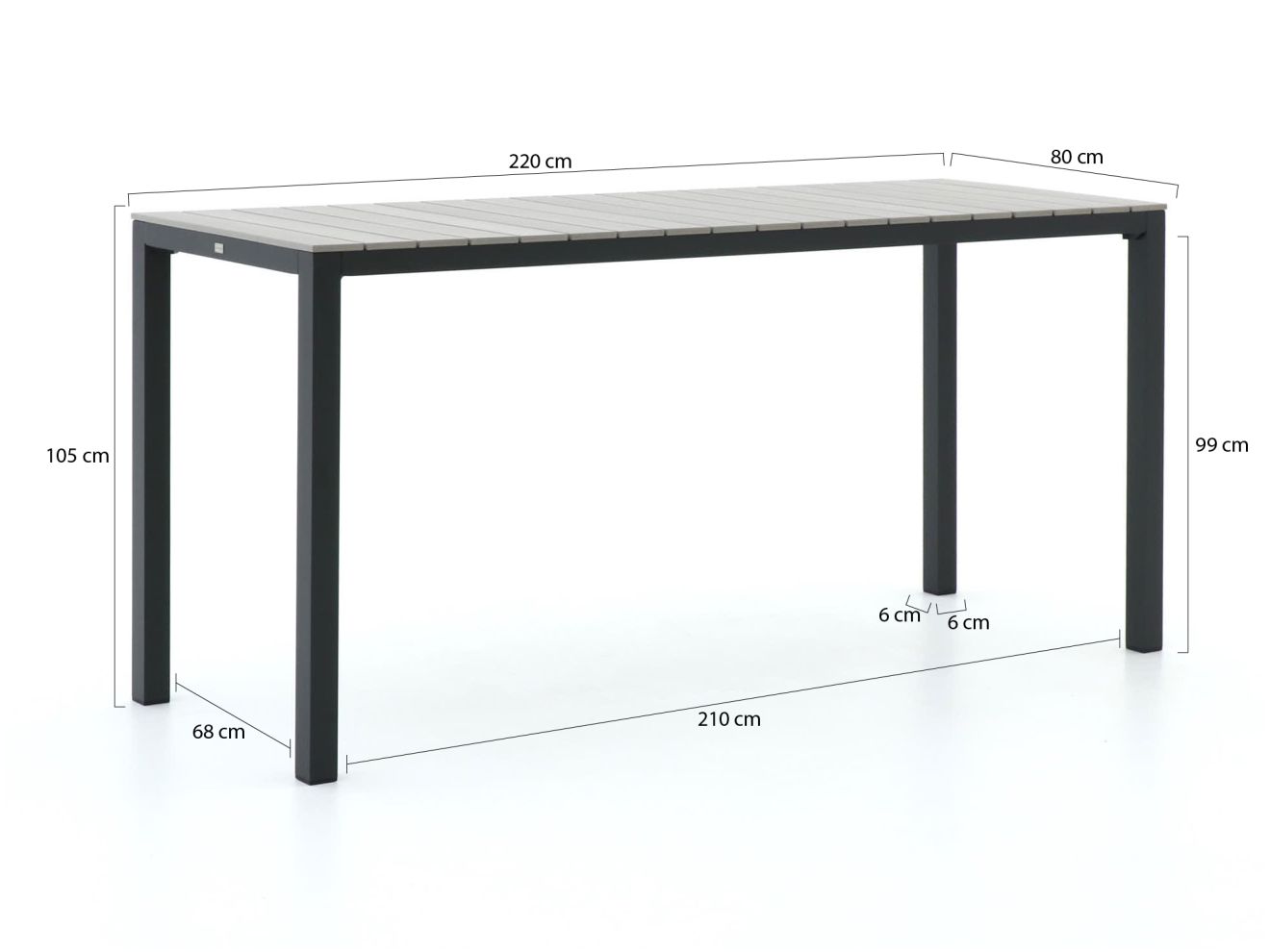 Bellagio Roma/Fidenza 220cm Gartenbar 7-Teilig Grau Bellagio Roma/Fidenza 220cm Gartenbar 7-Teilig Grau