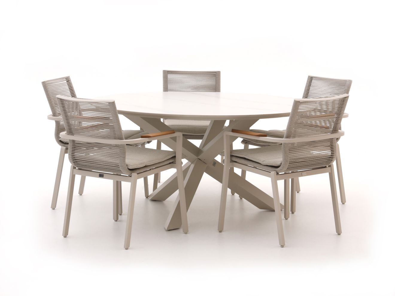 Bellagio Marudo/Lodola ø 150 cm Gartenmöbel-Set 6-teilig Stapelbar günstig online kaufen