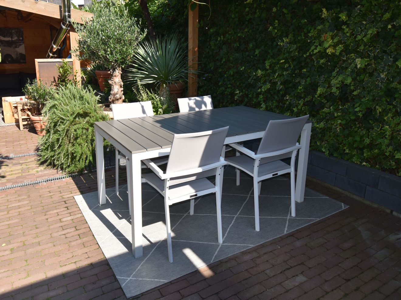 Bellagio Anzio/Fidenza 183 cm Gartenmöbel-Set 5-teilig stapelbar Weiß  Rabatt: 29 %
