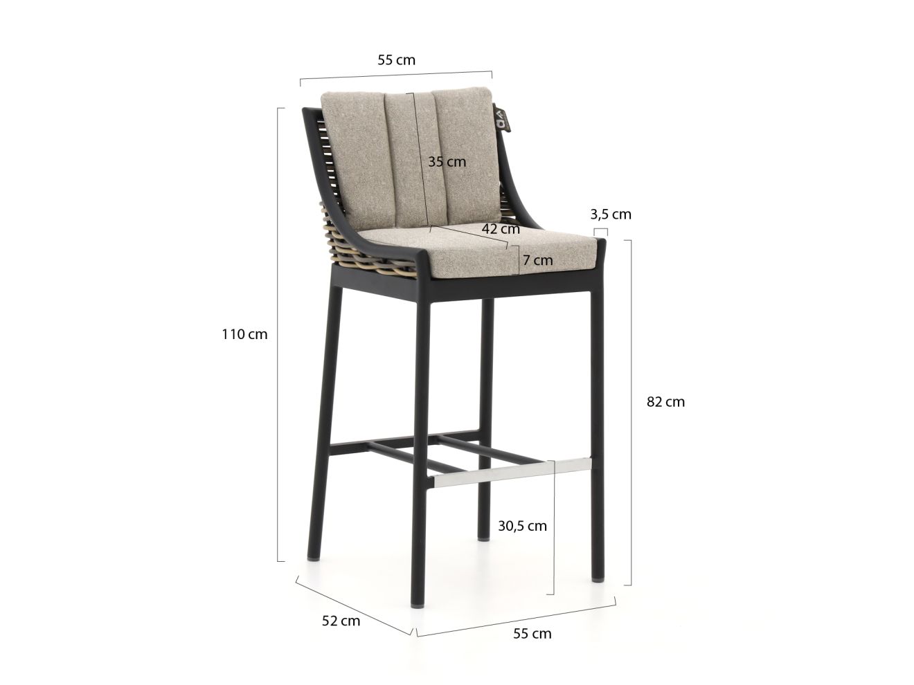 Apple Bee Milou 150 cm Gartenbar-Set 5-teilig Schwarz Apple Bee Milou 150 cm Gartenbar-Set 5-teilig Schwarz