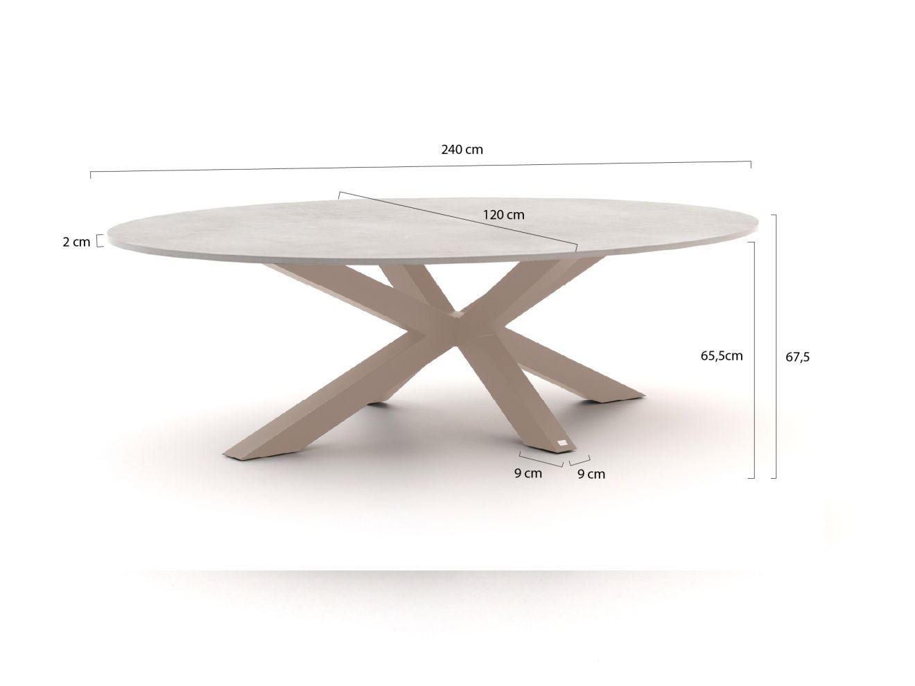 Bellagio Induno Ellips Low Dining Gartentisch 240x120 cm Taupe  Rabatt: 19 %