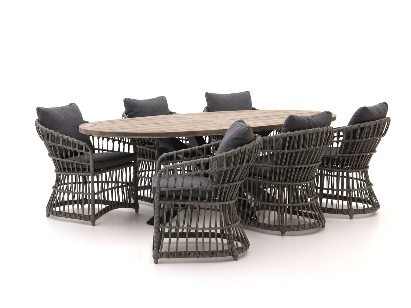 Intenso Cameri/ROUGH-Y Ellips 240 cm Gartenmöbel-Set 7-teilig Grau  Rabatt: 24 %