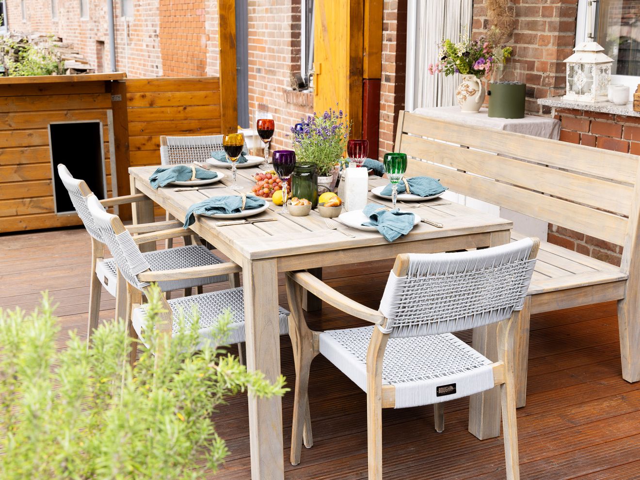 Apple Bee Hawaii/ROUGH-S 220 cm Gartenmöbel-Set 7-teilig stapelbar Braun  Rabatt: 25 %