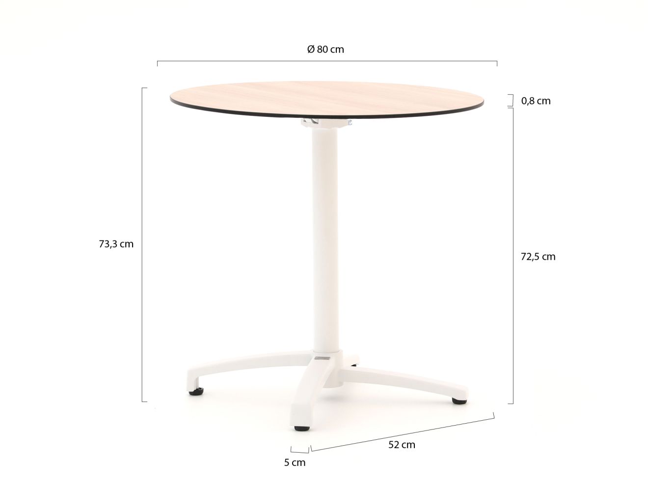 Bellagio Canzo Gartentisch klappbar ø 80 cm (h:73 cm) günstig online kaufen