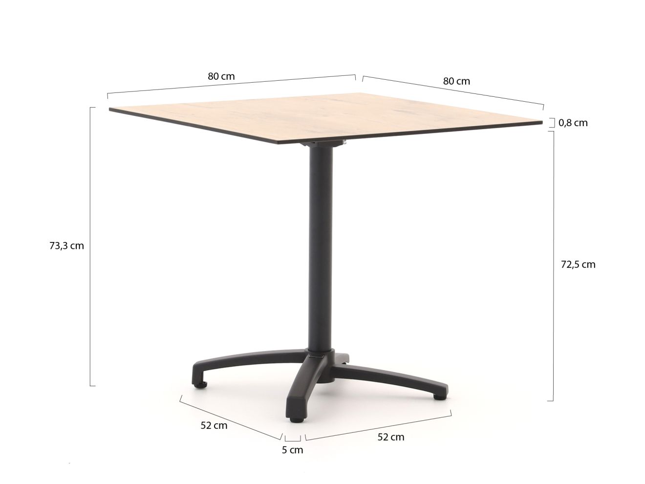 Forza Sile/Canzo 80 cm Gartenmöbel-Set 5-teilig stapelbar klappbar Schwarz  Rabatt: 19 %