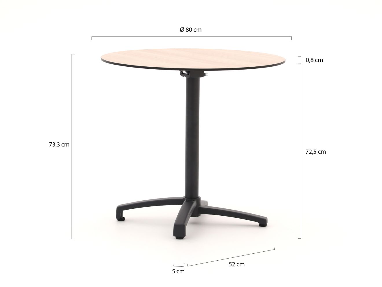 Bellagio Canzo Gartentisch klappbar ø 80 cm (h:73 cm) günstig online kaufen