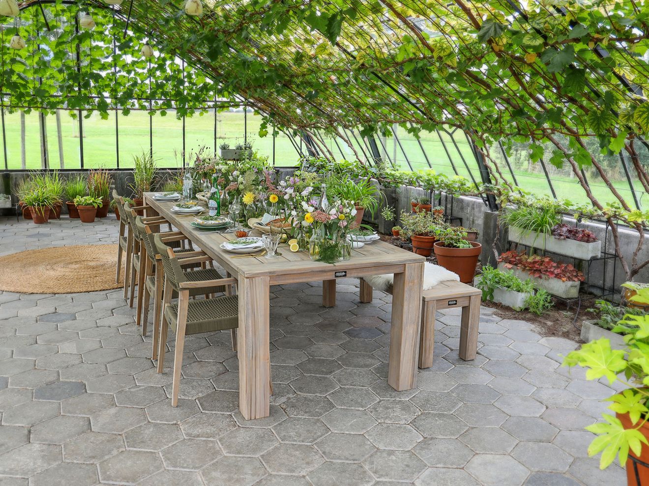 ROUGH Batang/ROUGH-X 240 cm Gartenmöbel-Set 7-teilig stapelbar Braun  Rabatt: 24 %