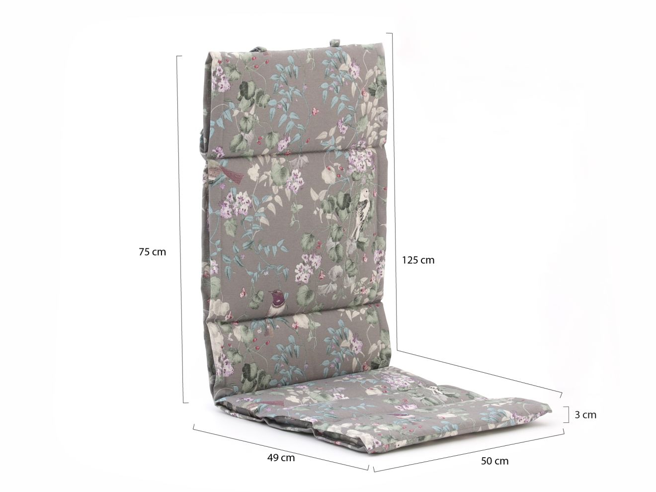 Madison Auflage Hochlehner dünn 125x50  cm Grau 125x50cm