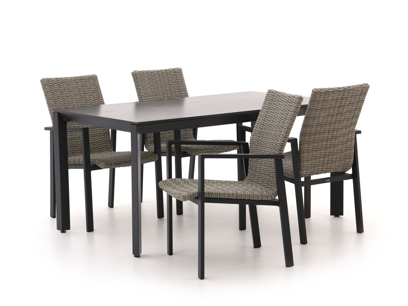 Manifesto Villongo/Sestino 160 cm Gartenmöbel-Set 5-teilig stapelbar Schwarz  Rabatt: 24 %