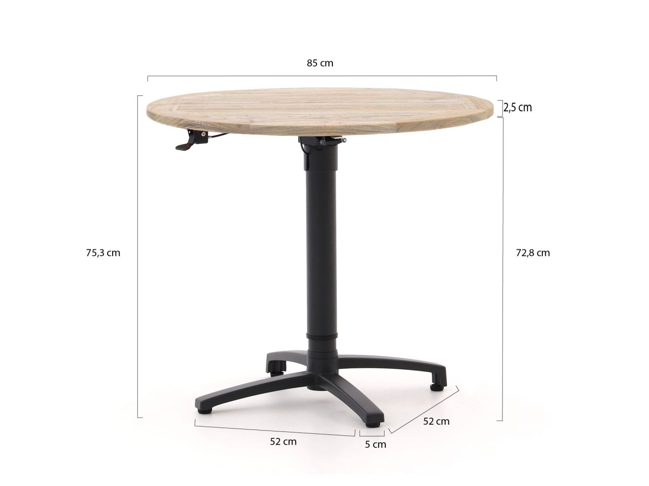 Bellagio Canzo Gartentisch klappbar Ø85 (h:73/109 cm) verstellbar günstig online kaufen