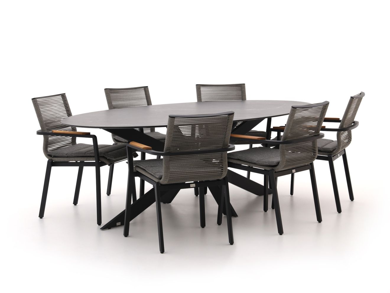 Bellagio Marudo/Furato ellips 240cm Gartenmöbel-Set 7-teilig stapelbar günstig online kaufen