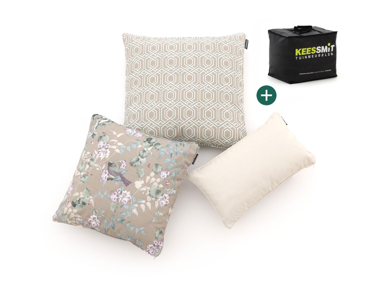 Dekokissen Set Soft Floral Light Naturel Taupe 60x30cm