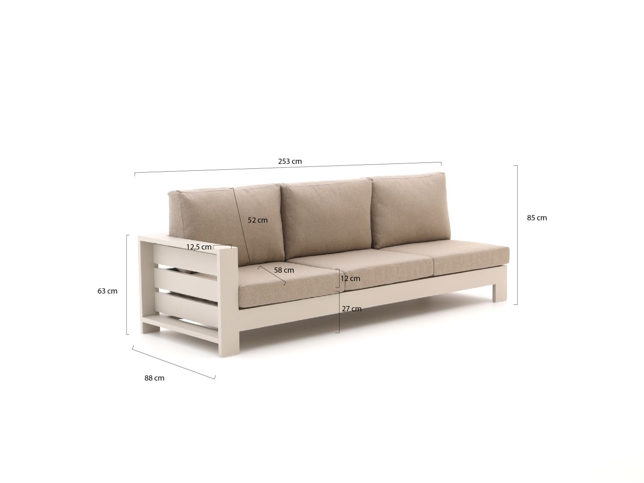 Bellagio Avolo Gartensofa 3-Sitzer rechter Arm 253 cm günstig online kaufen