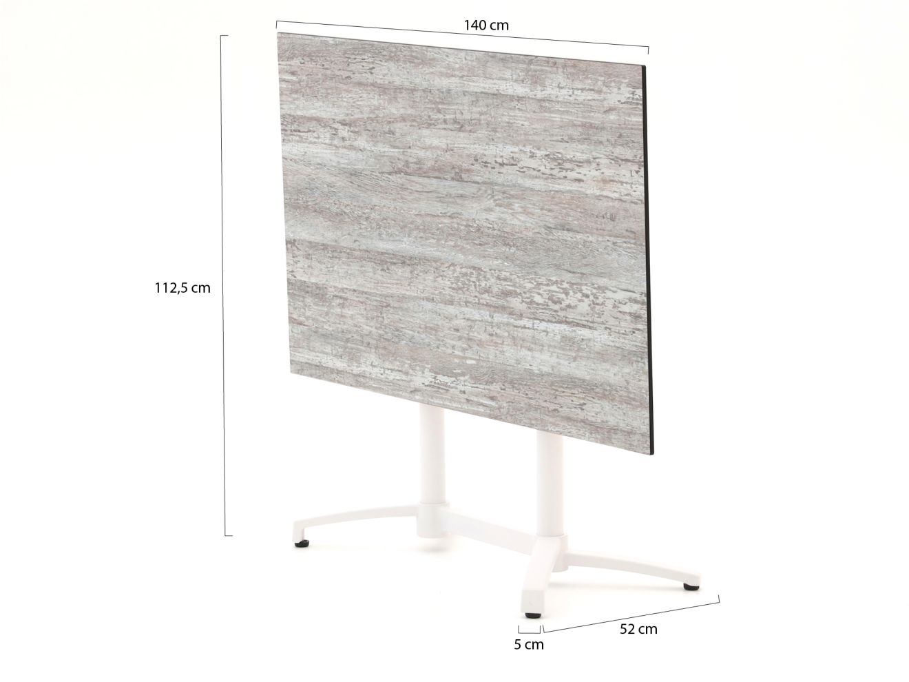 Forza Ripi/Canzo 140 cm Gartenmöbel-Set 5-teilig stapelbar klappbar Grau