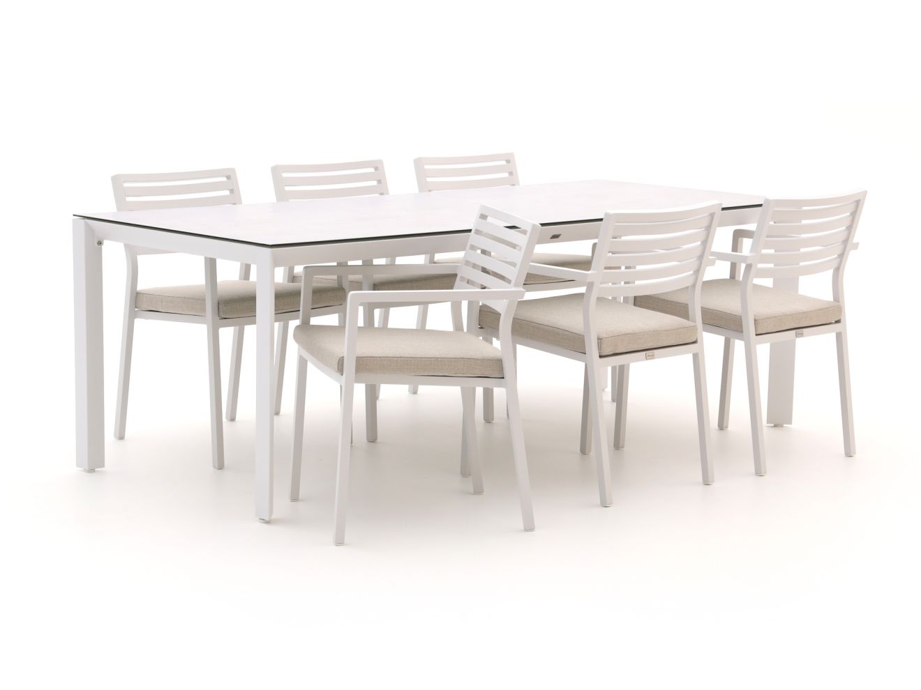 Bellagio Rumo/Veneto 220 cm Gartenmöbel-Set 7-teilig Stapelbar Weiß  Rabatt: 27 %