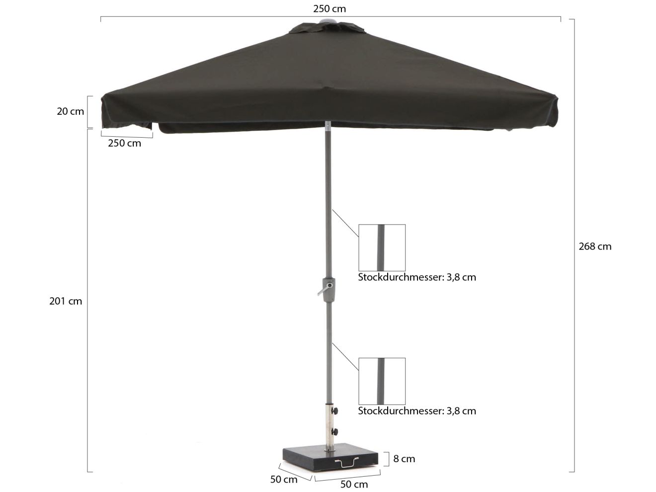 Shadowline Aruba Sonnenschirm 250x250 cm... Shadowline Aruba Sonnenschirm 250x250 cm...