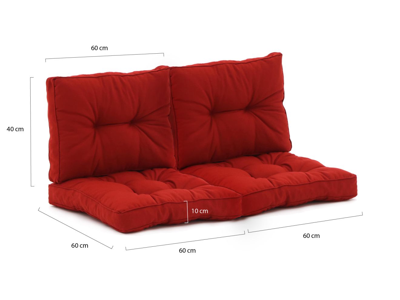 Madison Florance Palettenkissen Set ca. 120x60 cm 4-teilig Rot 120x60cm