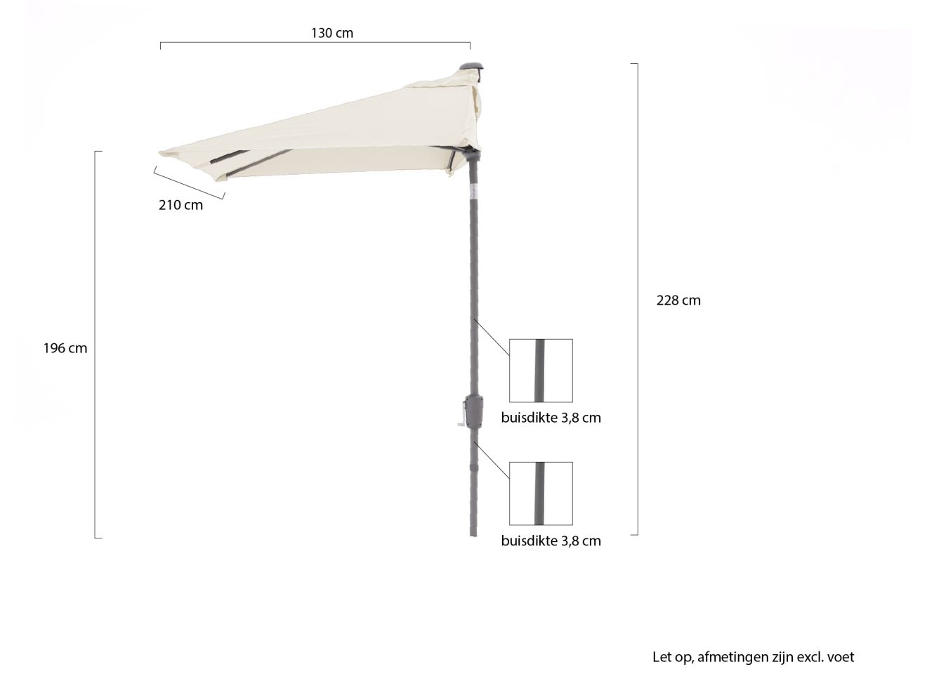 Shadowline balkon-Sonnenschirm 210x130 cm Weiß