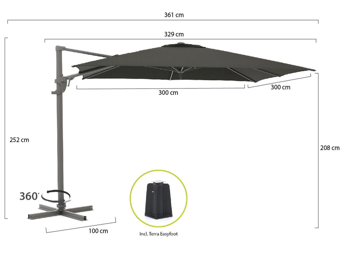Shadowline Francisco Ampelschirm 300x300 cm günstig online kaufen