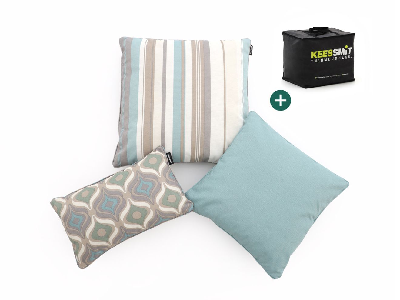 Dekokissen Set Retro Waves Blue Grau 60x30cm