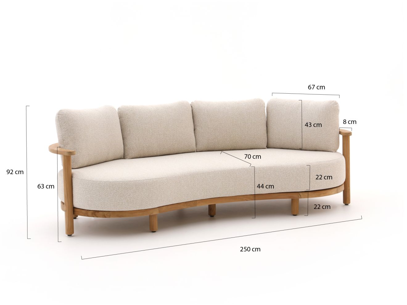 Zavelli Soffice Gartensofa 3-Sitzer 250 cm günstig online kaufen