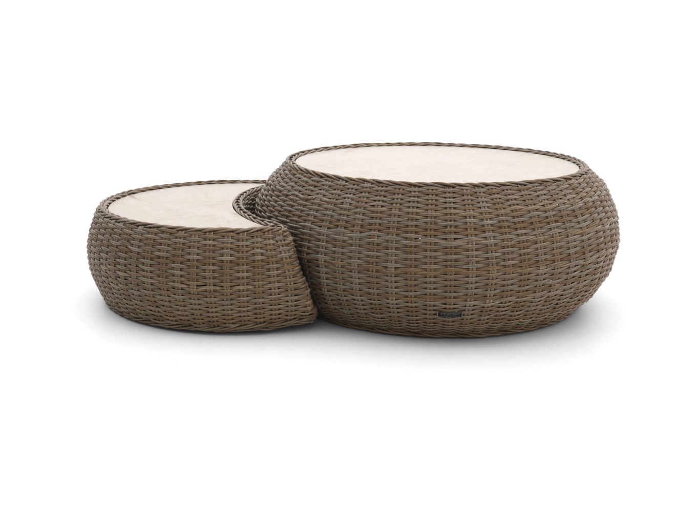 Intenso Santa Ninfa Loungetisch-Set ø 101 cm/41x82x22 cm Taupe 0x0cm
