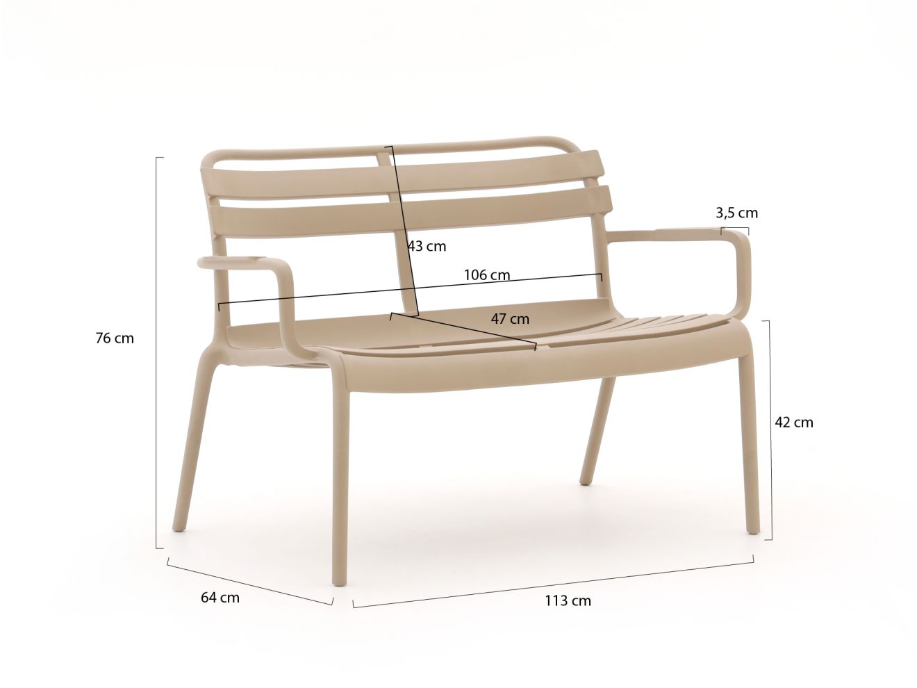 Forza Vico Gartensofa 115 cm stapelbar Taupe 115cm