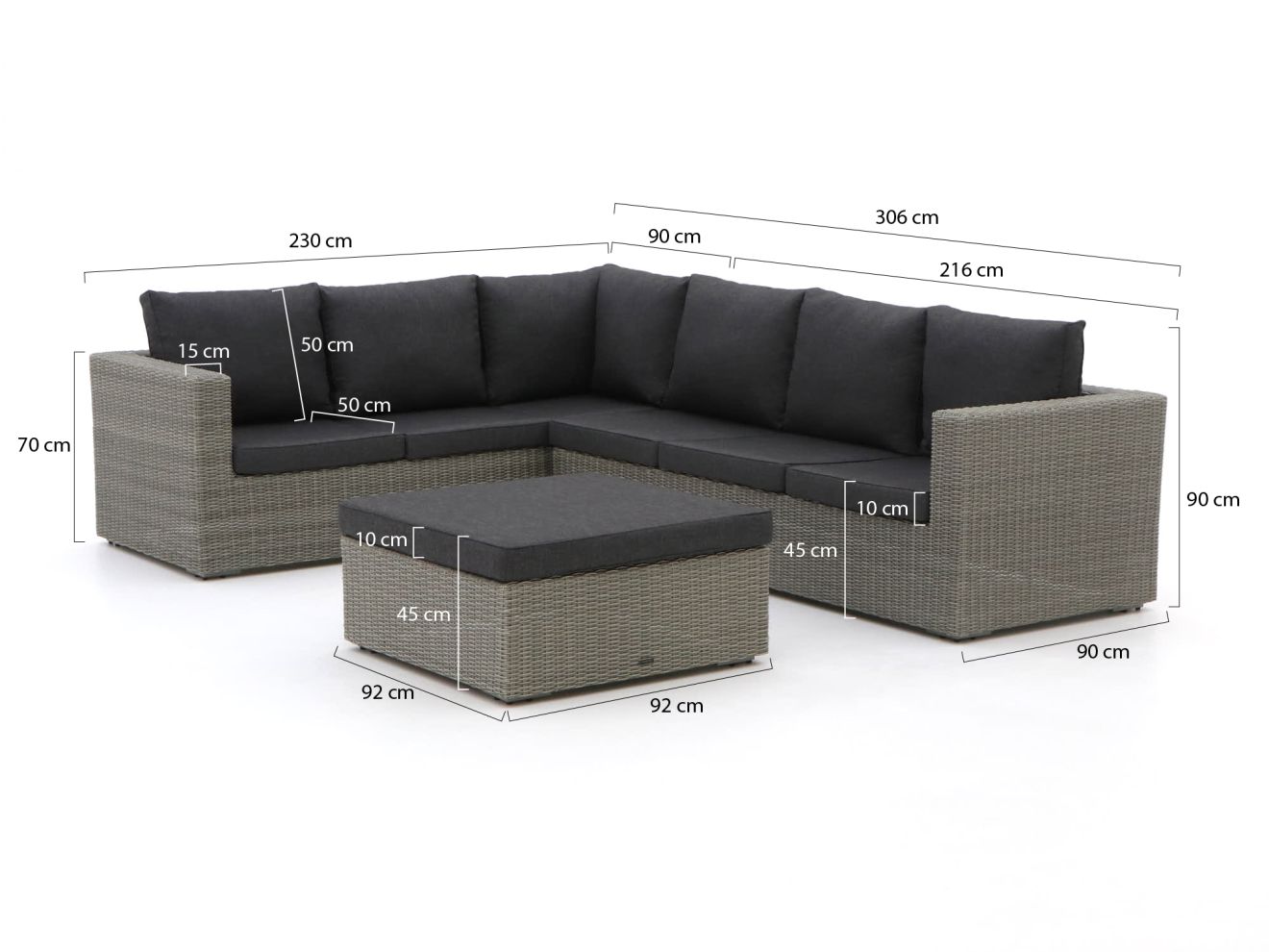 Intenso Carpino Ecklounge-Set 3-teilig l...