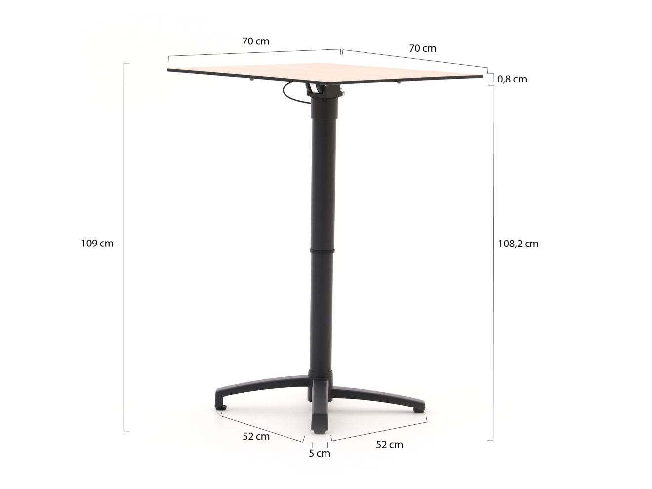 Bellagio Canzo Klapptisch 70x70x73/109 c...